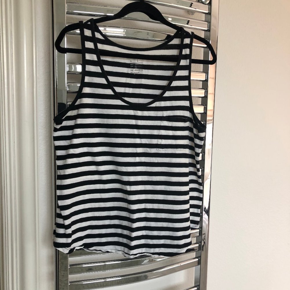 Gap White and Black Striped Tank - Size L